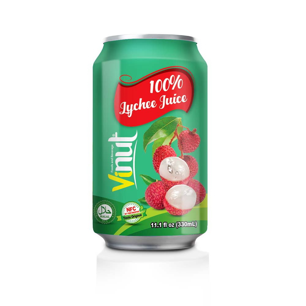 001_100-Lychee-Juice-Can-330ml-1-1.jpg VINUT عصير الليتشي 100%، علبة 11.1 fl oz (330 mL) - الصورة 1