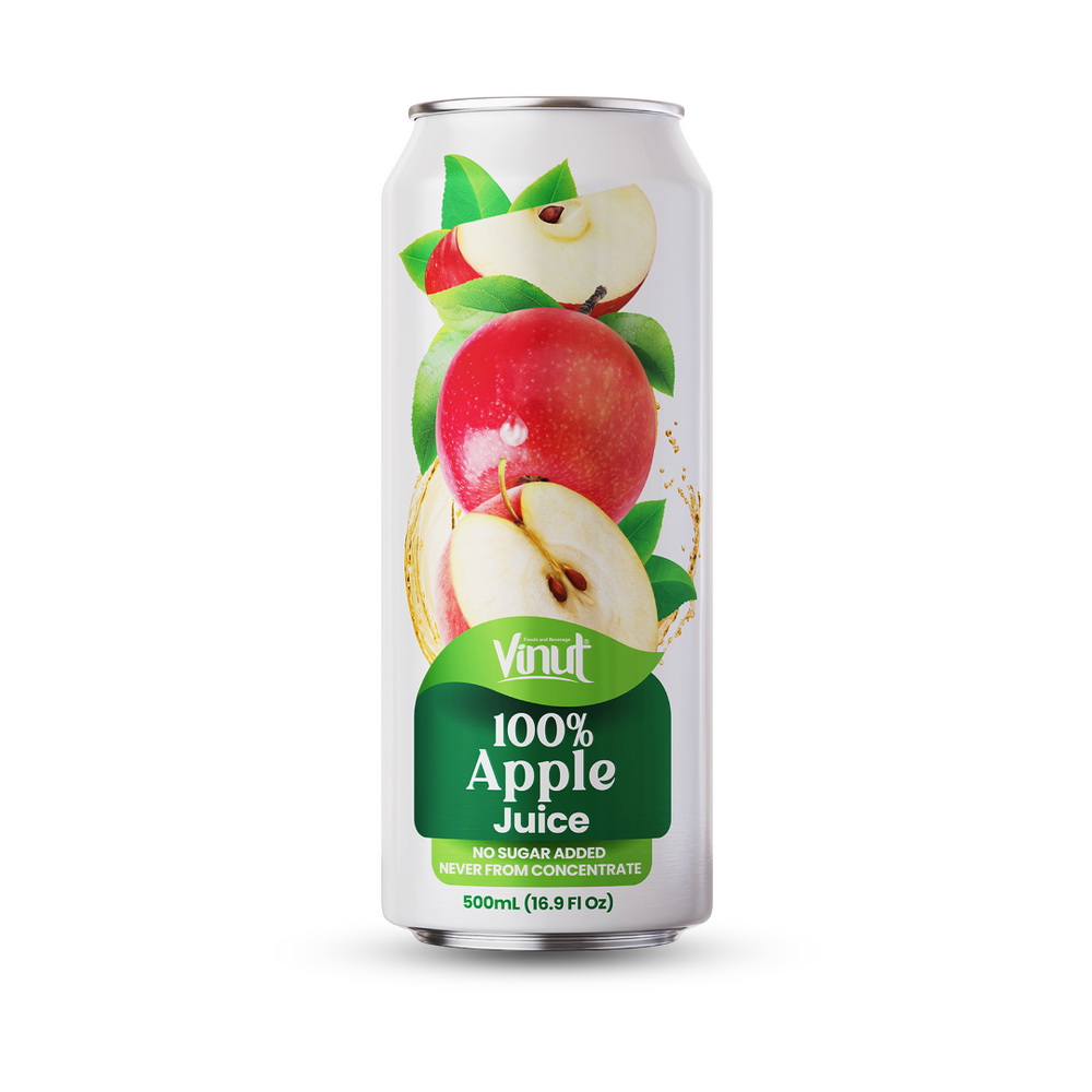 007_100-Apple-Can-500ml-1.jpg Vinut عصير التفاح 100%، بدون سكر مضاف، غير مُصنَّع من مركز، علبة سليم 16.9 fl oz 500 mL - الصورة 1