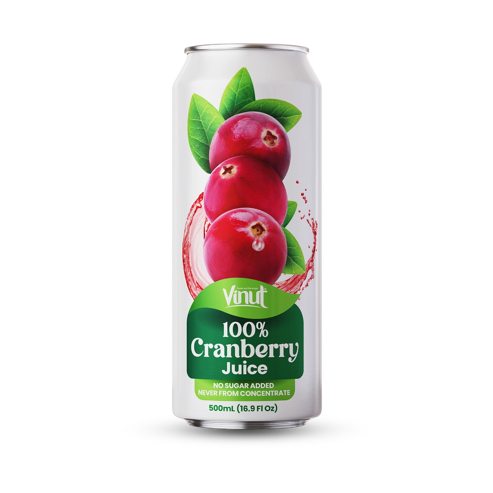 008_100-Caneberry-Can-500ml-1.jpg Vinut عصير الكرانبيري 100%، بدون سكر مضاف، غير مُصنَّع من مركز، علبة سليم 16.9 fl oz 500 mL - الصورة 1