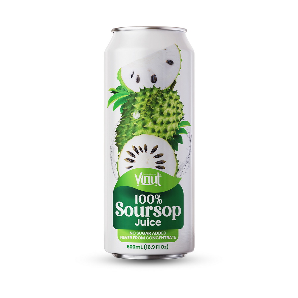 018_100-Soursop-Can-500ml-1.jpg Vinut عصير السورسوب 100%، بدون سكر مضاف، غير مُصنَّع من مركز، علبة سليم 16.9 fl oz 500 mL - الصورة 1