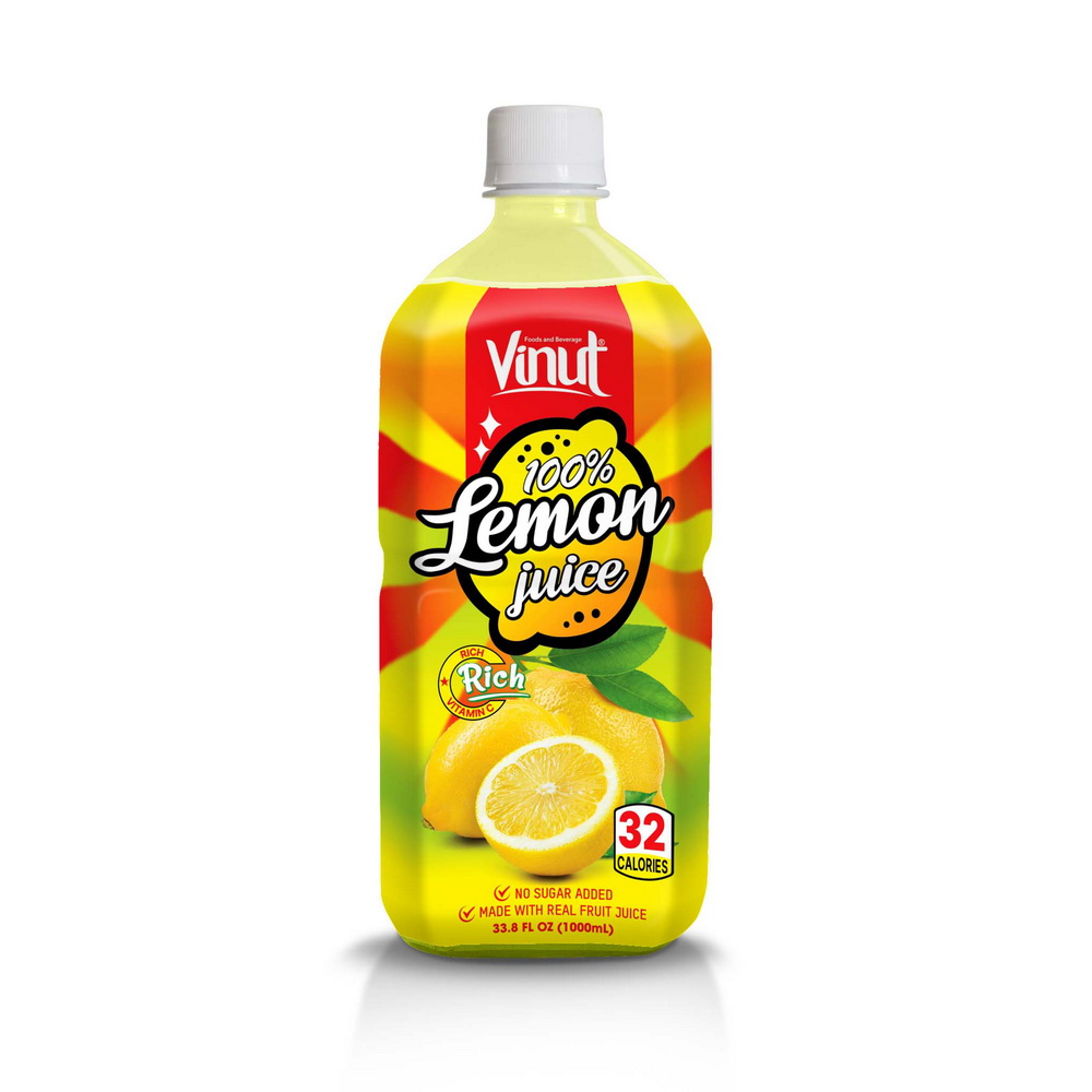 020_100-Lemon-PET-Bottle-1L-1-1.jpg VINUT عصير الليمون 100% بدون سكر مضاف، زجاجة PET سعة 33.8 fl oz (1,000 mL) - الصورة 1