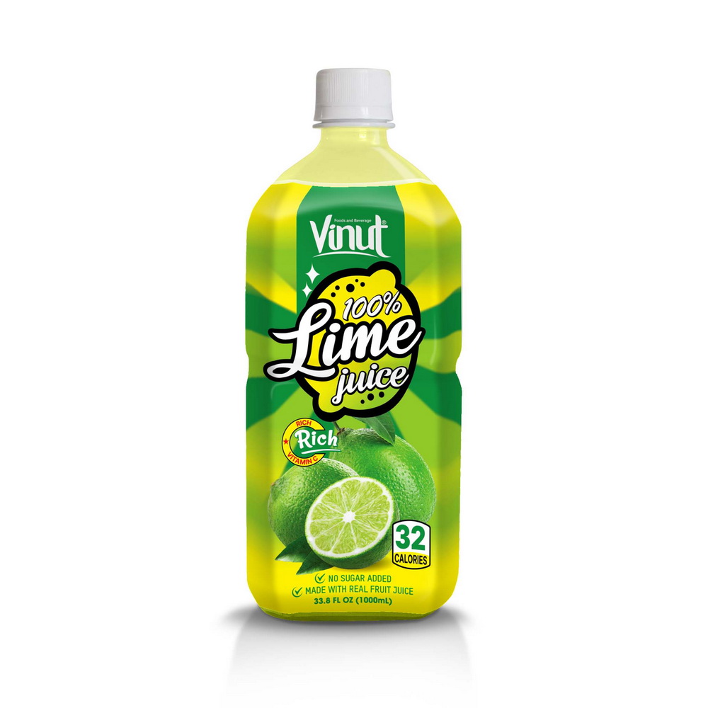 021_100-Lime-PET-Bottle-1L-1-1.jpg VINUT عصير الليمون الأخضر 100% بدون سكر مضاف، زجاجة PET سعة 33.8 fl oz (1,000 mL) - الصورة 1