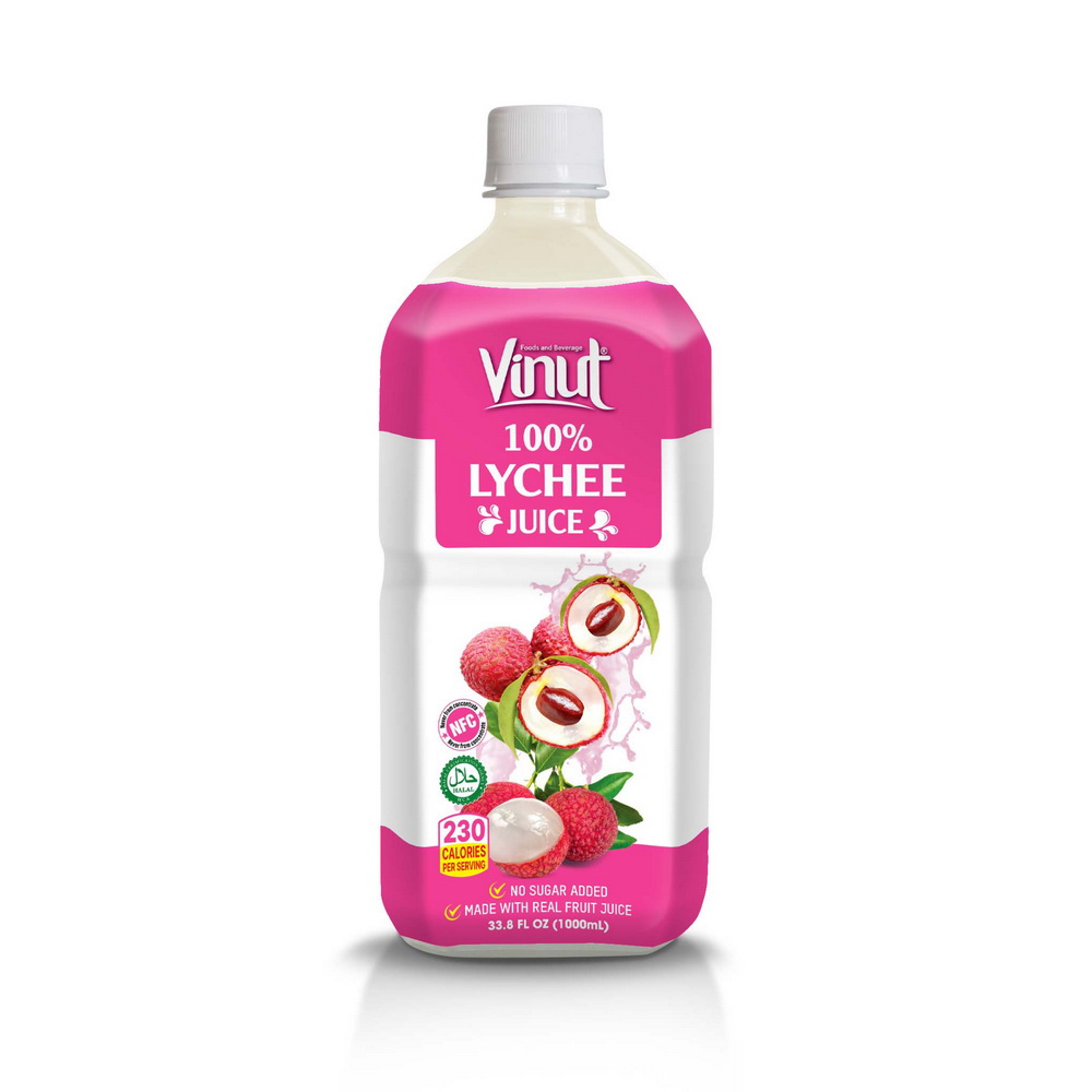 022_100-Lychee-PET-Bottle-1L-1-1.jpg VINUT عصير الليتشي 100% بدون سكر مضاف، زجاجة PET سعة 33.8 fl oz (1,000 mL) - الصورة 1