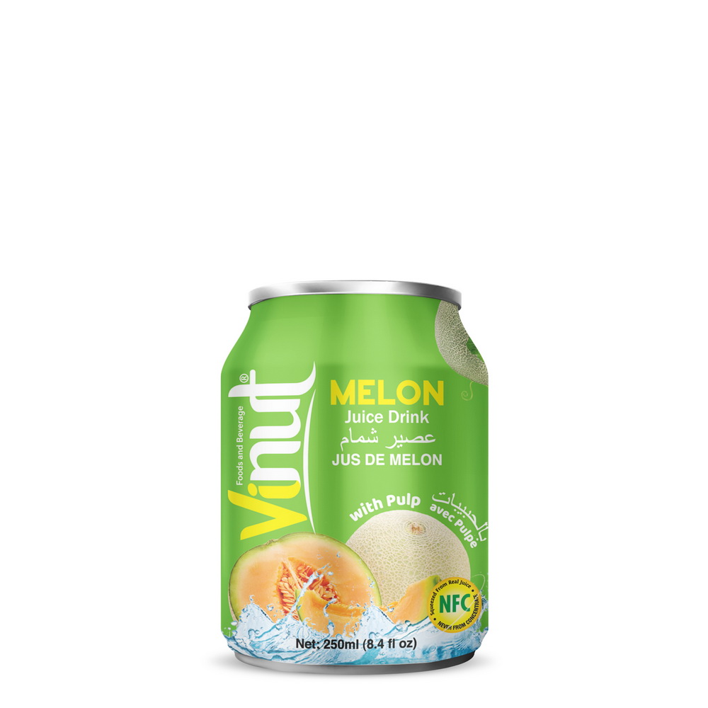 033_Melon-Can-250ml-Short-1-1.jpg VINUT مشروب عصير الشمام مع اللب، علبة 8.4 fl oz (250 mL) - الصورة 1