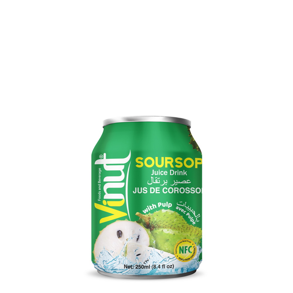 040_Soursop-Can-250ml-Short-1-1.jpg VINUT مشروب عصير السورسوب مع اللب، علبة 8.4 fl oz (250 mL) - الصورة 1
