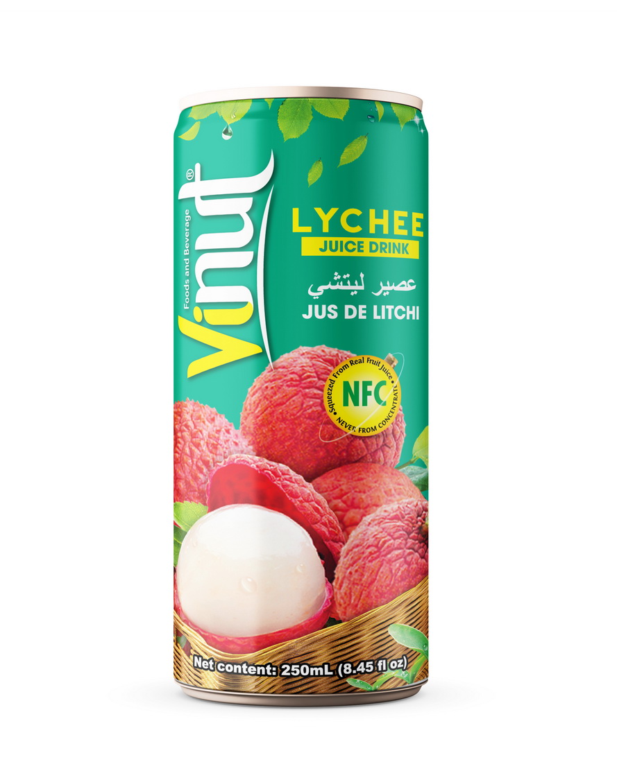 043_Lychee-Can-250ml-Slim-1-1.jpg VINUT مشروب عصير الليتشي، علبة سليم 8.45 fl oz (250 mL) - الصورة 1