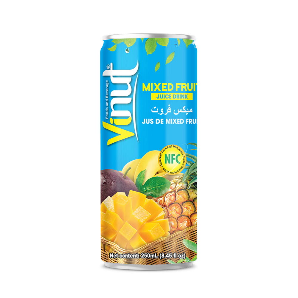 045_Mixed-Fruit-Can-250ml-Slim-1-1.jpg VINUT مشروب عصير فواكه مشكلة، علبة سليم 8.45 fl oz (250 mL) - الصورة 1