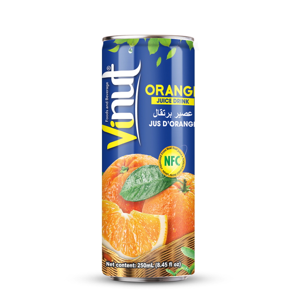 046_Orange-Can-250ml-Slim-1-1.jpg VINUT مشروب عصير البرتقال، علبة سليم 8.45 fl oz (250 mL) - الصورة 1
