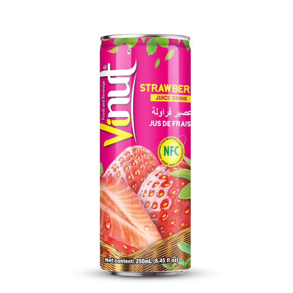 051_Strawberry-Can-330ml-Slim-1-1.jpg VINUT مشروب عصير الفراولة، علبة سليم 8.45 fl oz (250 mL) - الصورة 1