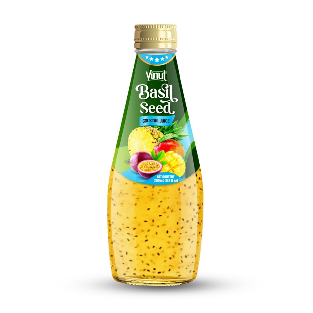 090_Cocktail-Basil-Seed-Glass-Bottle-290ml-1-1.jpg Vinut مشروب عصير كوكتيل الفواكه مع بذور الريحان، زجاجة زجاجية سعة 9.8 fl oz (290 mL) - الصورة 1