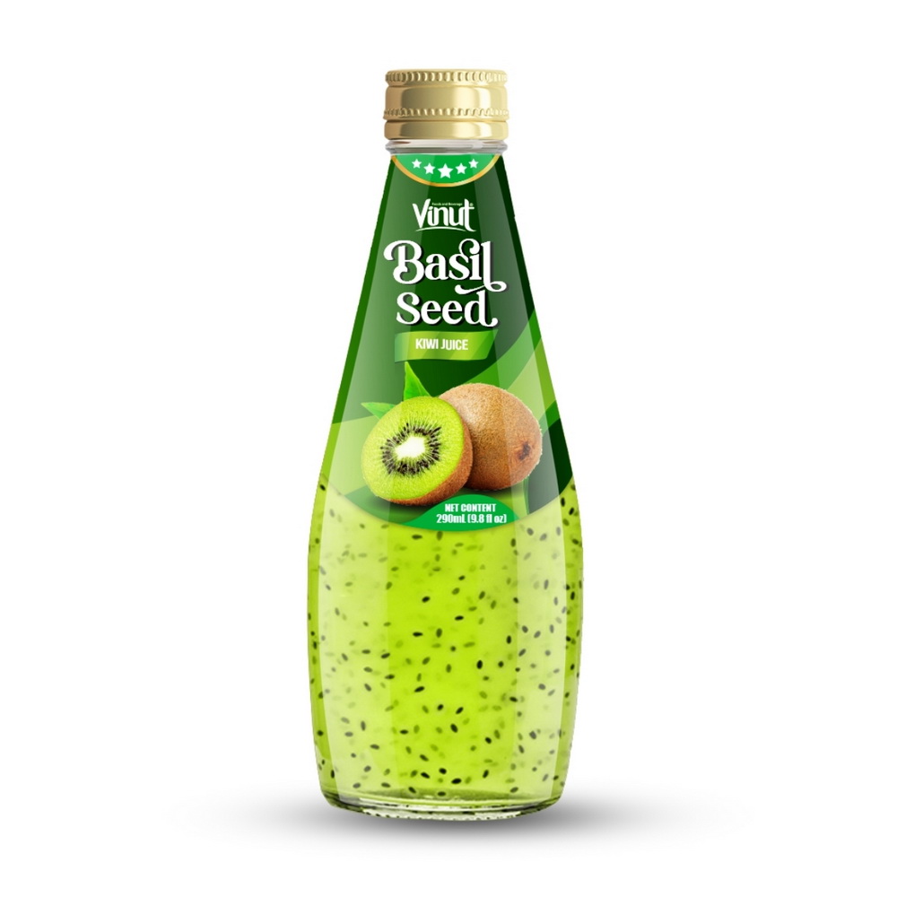 091_Kiwi-Basil-Seed-Glass-Bottle-290ml-1-1.jpg Vinut مشروب عصير الكيوي مع بذور الريحان، زجاجة زجاجية سعة 9.8 fl oz (290 mL) - الصورة 1
