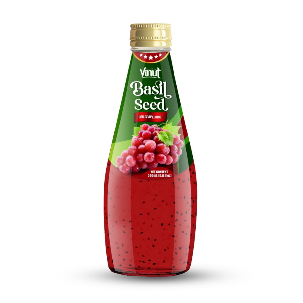 097_Red-Grape-Basil-Seed-Glass-Bottle-290ml-1-1.jpg Vinut مشروب عصير العنب الأحمر مع بذور الريحان، زجاجة زجاجية سعة 9.8 fl oz (290 mL) - الصورة 1