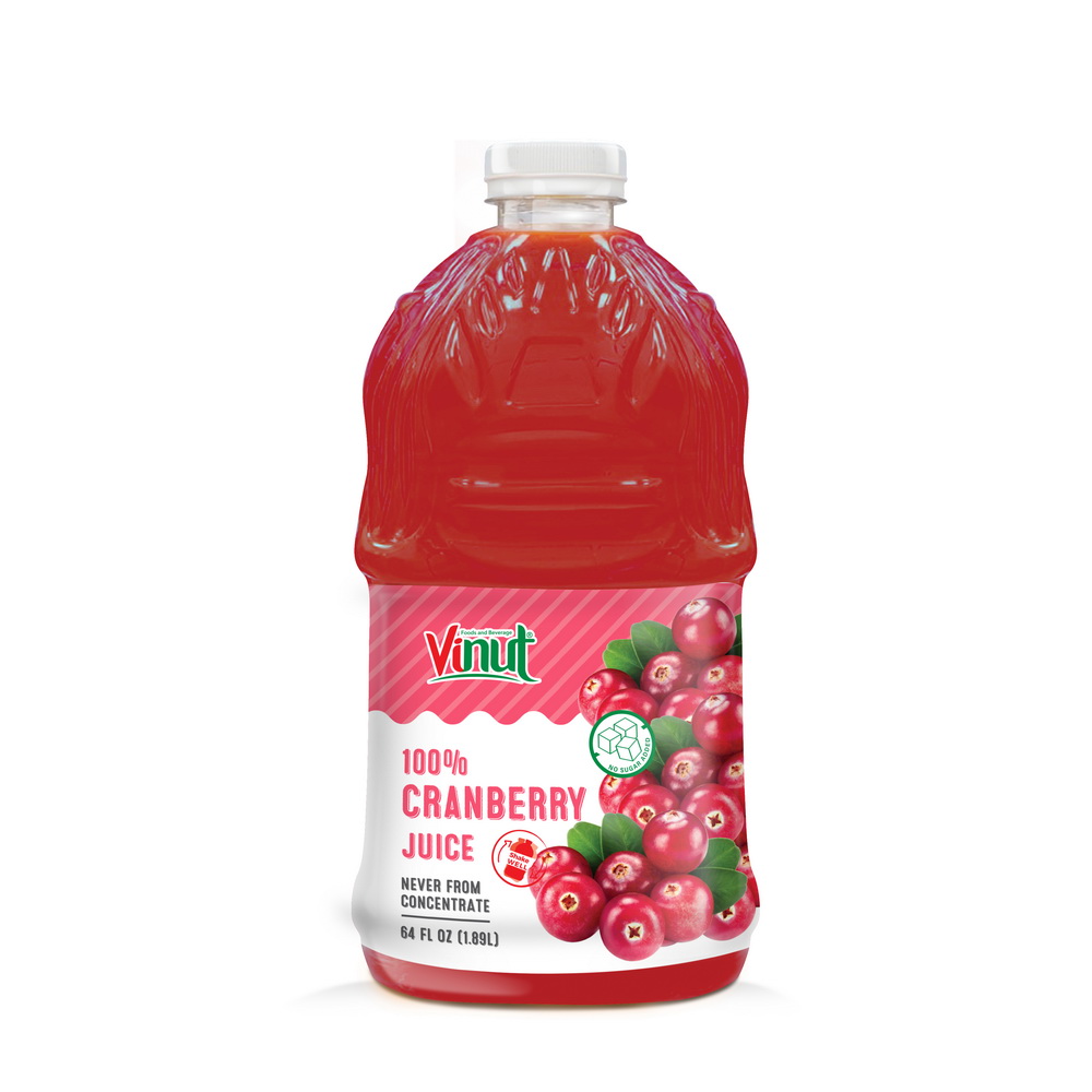 1.89L_Cranberry.jpg Vinut عصير الكرانبيري 100% غير مُصنَّع من مركز، زجاجة PET سعة 64 fl oz 1.89 L - الصورة 1