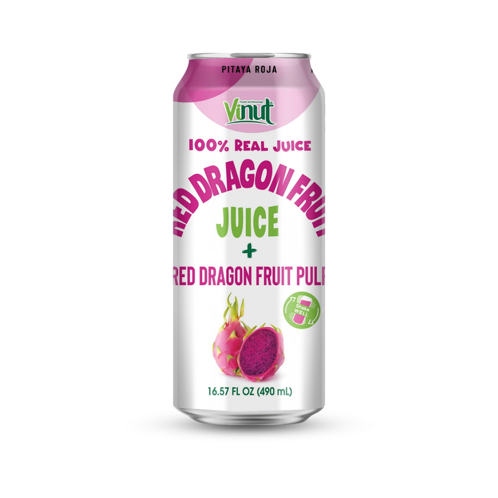 100-Dragon-Fruit-Pulp-Can-490ml-1.jpg Vinut عصير فاكهة التنين الحمراء الحقيقي 100% مع لب فاكهة التنين الحمراء، علبة سليم 16.57 fl oz 490 mL - الصورة 1
