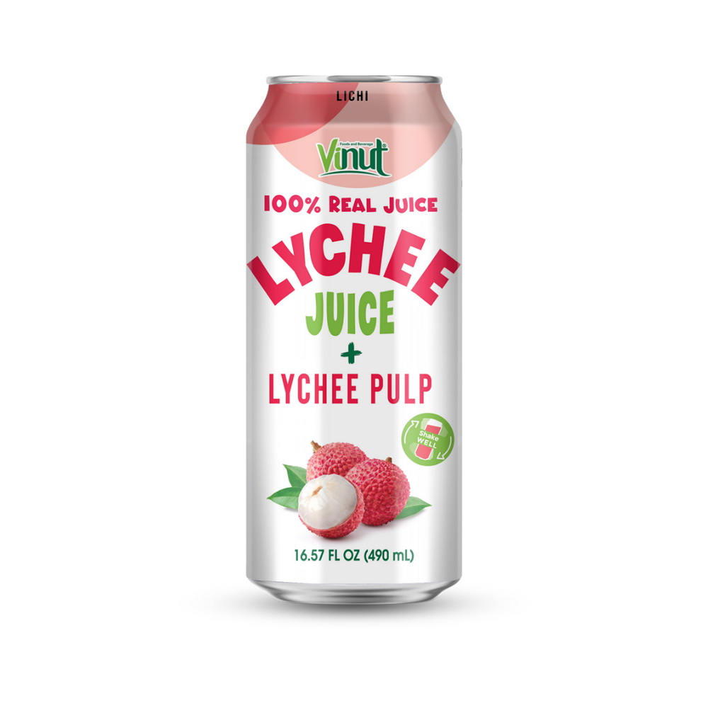 100-Lychee-Pulp-Can-490ml-1.jpg Vinut عصير الليتشي الحقيقي 100% مع لب الليتشي، علبة سليم 16.57 fl oz 490 mL - الصورة 1