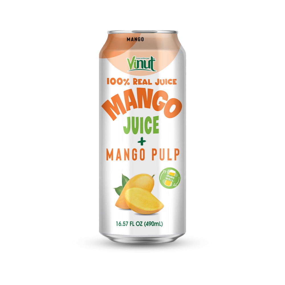 100-Mango-Pulp-Can-490ml-1.jpg Vinut عصير المانجو الحقيقي 100% مع لب المانجو، علبة سليم 16.57 fl oz 490 mL - الصورة 1