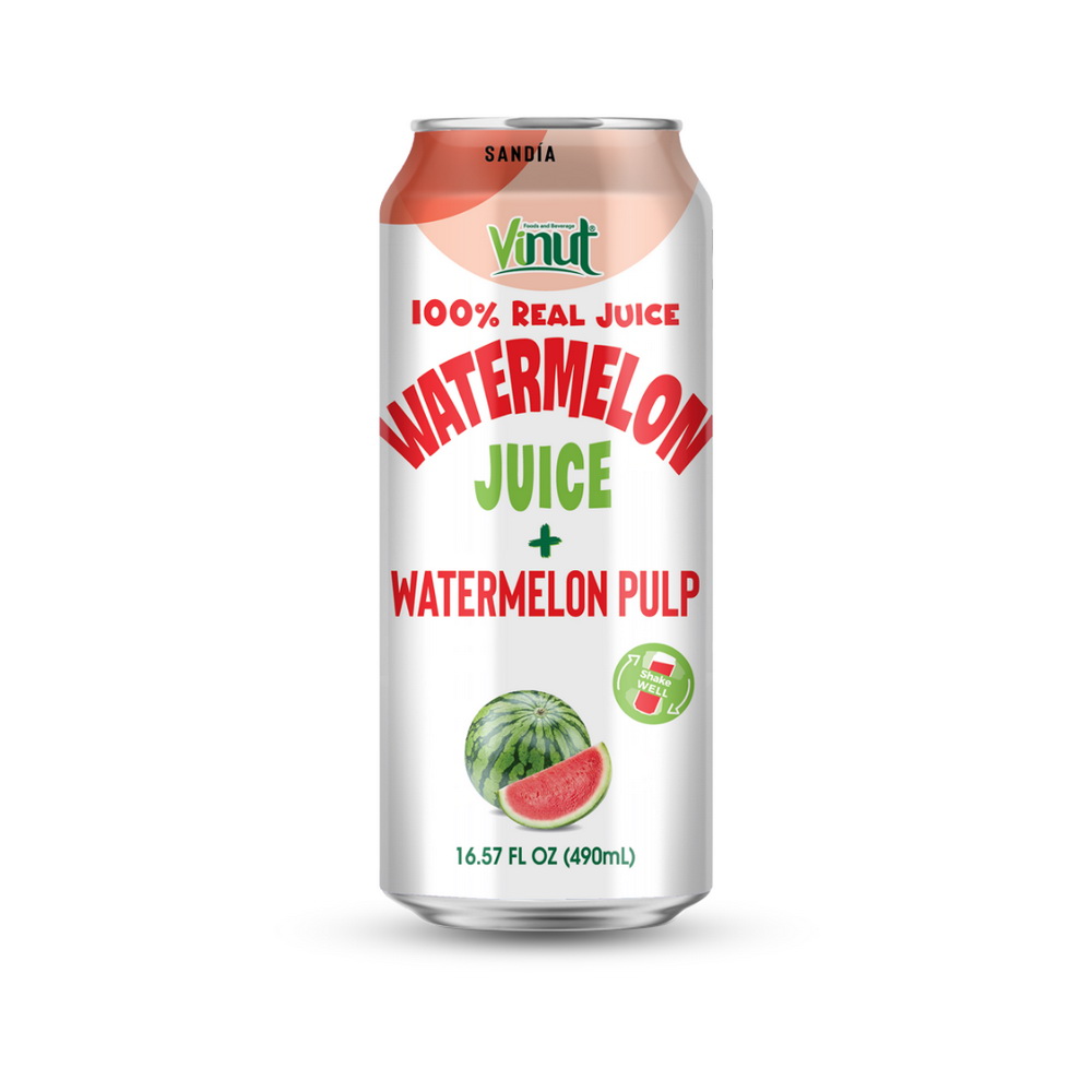 100-Watermelon-Pulp-Can-490ml-1.jpg Vinut عصير البطيخ الحقيقي 100% مع لب البطيخ، علبة 16.57 fl oz 490 mL - الصورة 1