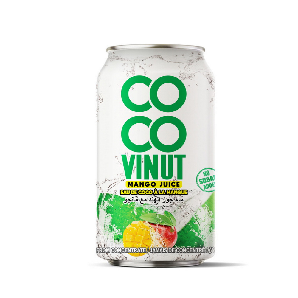 114_Mango-Coco-Vinut-Alu-Can-330ml-1-1.jpg Vinut مشروب ماء جوز الهند بالمانجو وعصير المانجو، بدون سكر مضاف، علبة 330 mL - الصورة 1