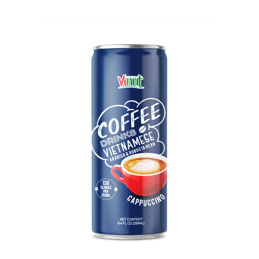 122_Cappuccino-Coffee-Can-250ml-1-1.jpg Vinut مشروب قهوة كابتشينو فيتنامي من حبوب أرابيكا وروبوستا، 130 سعرة حرارية، علبة سليم 8.4 fl oz (250 mL) - الصورة 1