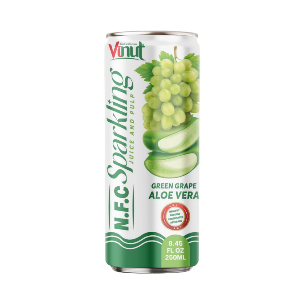 144_Green-Grape-Aloe-Vera-NFC-Sparkling-Can-250ml-1-1.jpg Vinut مشروب عصير العنب الأخضر والألوفيرا الفوّار NFC مع اللب، علبة سليم 8.45 fl oz 250 mL - الصورة 1