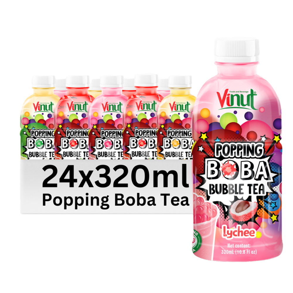 153_lyche_boba_tea-1-1.jpg Vinut مشروب شاي فقاعات بوبينغ بوبا بنكهة الليتشي، زجاجة PET سعة 10.8 fl oz (320 mL) - الصورة 1