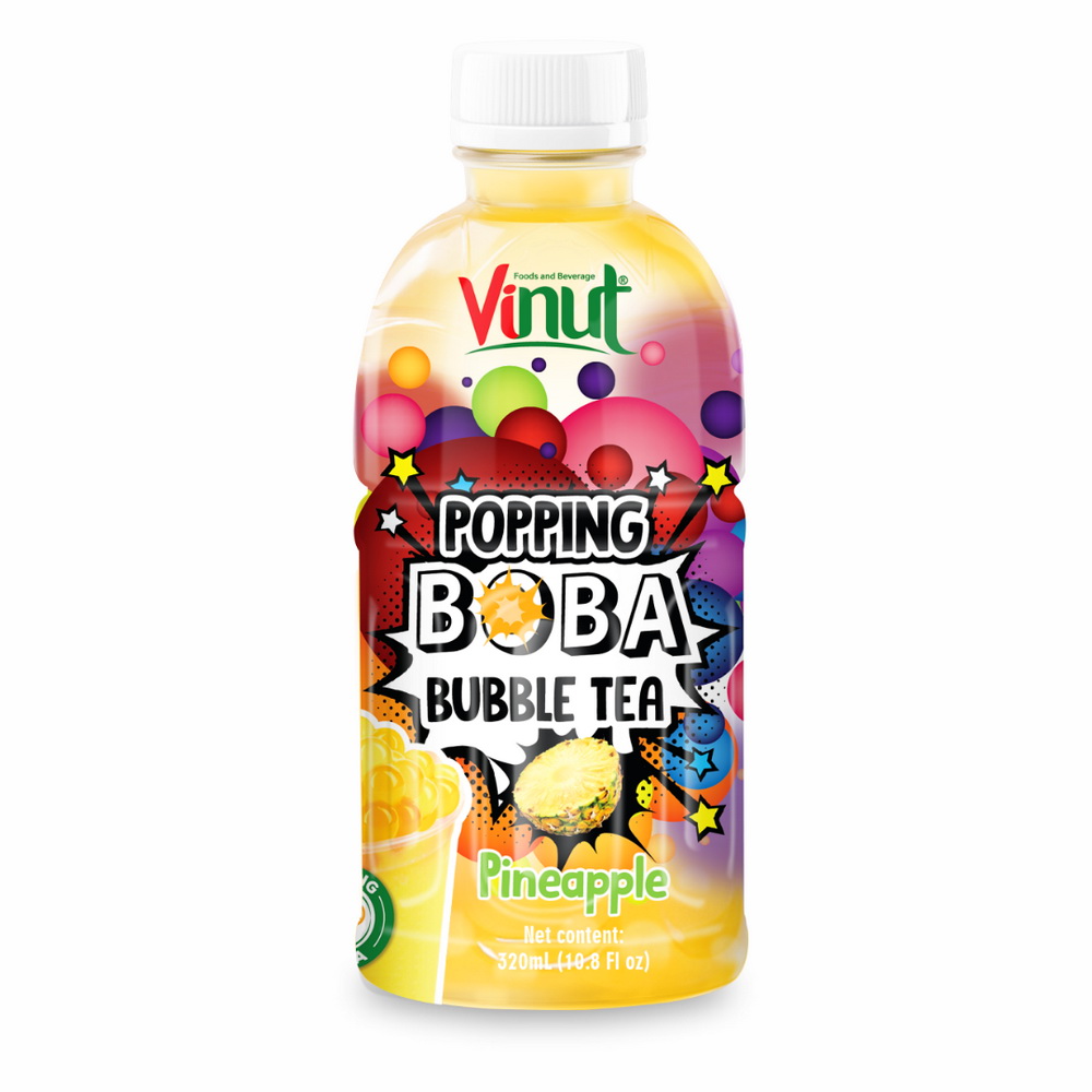 156_pineapple_boba_tea-1-1.jpg Vinut مشروب شاي فقاعات بوبينغ بوبا بنكهة الأناناس، زجاجة PET سعة 10.8 fl oz (320 mL) - الصورة 1