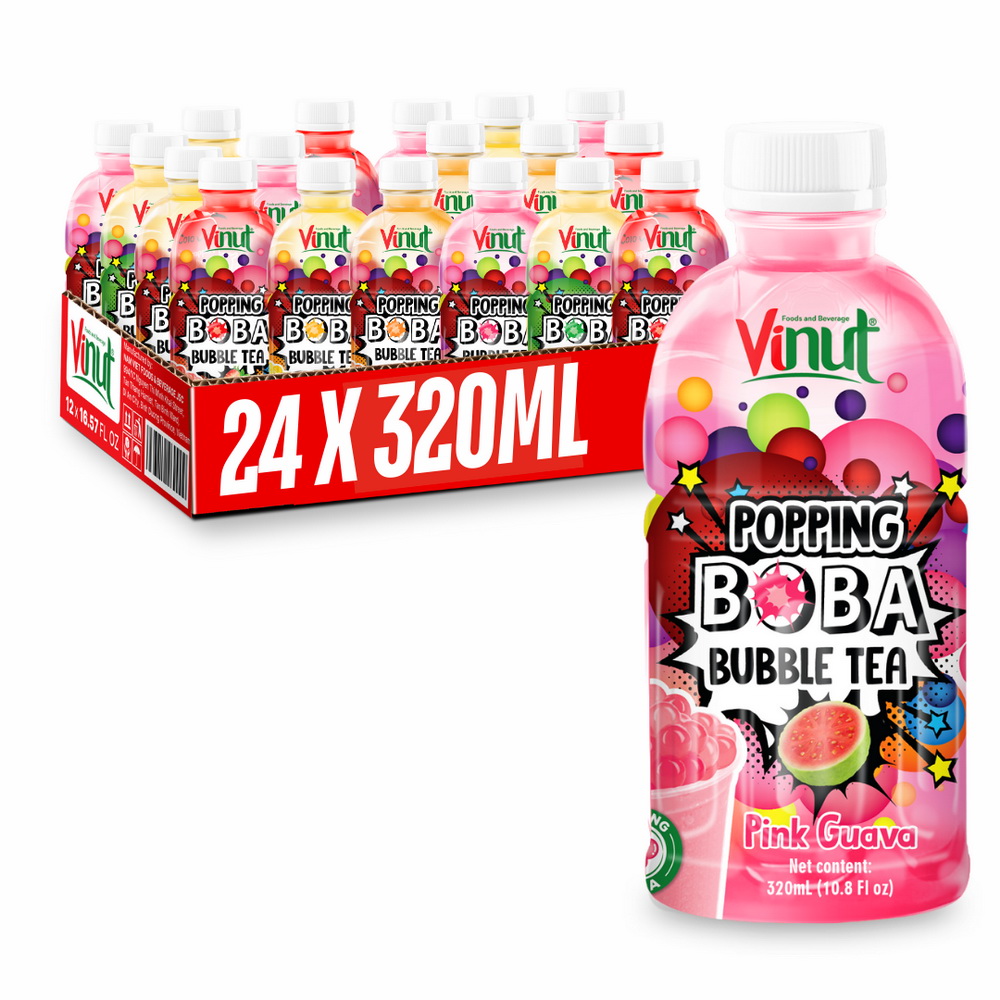 157_pink-guava_boba_tea-1-1.jpg Vinut مشروب شاي فقاعات بوبينغ بوبا بنكهة الجوافة الوردية، زجاجة PET سعة 10.8 fl oz (320 mL) - الصورة 1