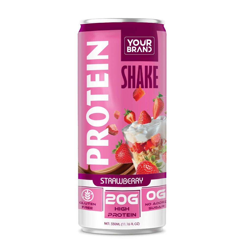 165_Strawberry-Protein-Shake-Sleek-Alu-Can-330ml-1-1.jpg VINUT مشروب بروتين شيك بالفراولة، خالٍ من الغلوتين، 20 غ بروتين عالي، 0 غ سكر مضاف، علبة سليم 11.16 fl oz (330 mL) - الصورة 1