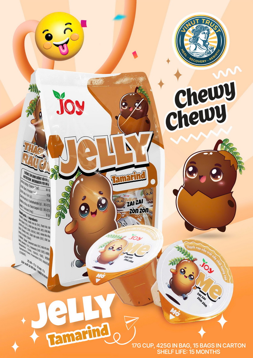 180_Tamarind-Jelly-Vinut-Trust-1-1.jpg Vinut Trust حلوى جيلي التمر الهندي Chewy Chewy Zai Zai Zon Zòn، كيس يحتوي على أكواب 17غ، 425غ - الصورة 1