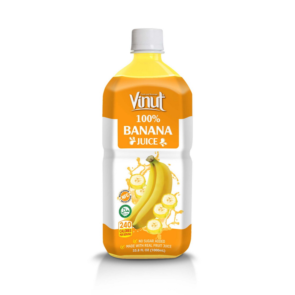 1L_Banana.jpg Vinut عصير الموز 100%، NFC، بدون سكر مضاف، زجاجة PET سعة 33.8 fl oz 1000 mL - الصورة 1