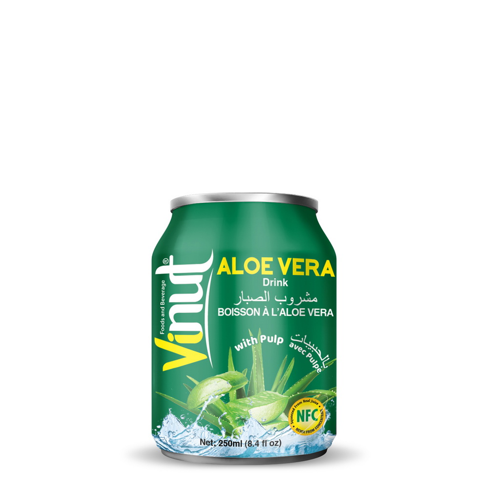 250ml_Aloe-Vera.jpg Vinut مشروب الألوفيرا مع اللب، NFC، علبة 8.45 fl oz 250 mL - الصورة 1