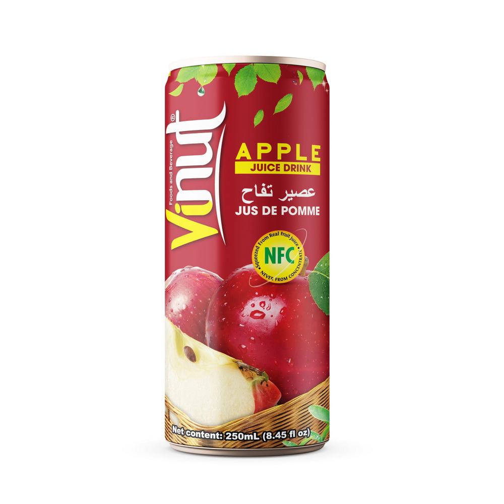 250ml_Apple.jpg Vinut مشروب عصير التفاح، NFC، علبة سليم 8.45 fl oz 250 mL - الصورة 1
