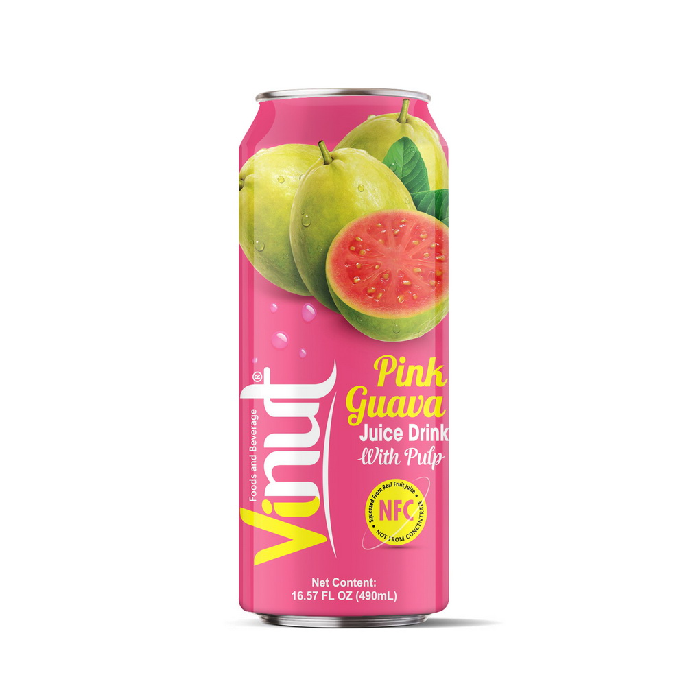 30_500ml_-Guava.jpg Vinut مشروب عصير الجوافة الوردية مع اللب، NFC، علبة سليم 16.57 fl oz 490 mL - الصورة 1