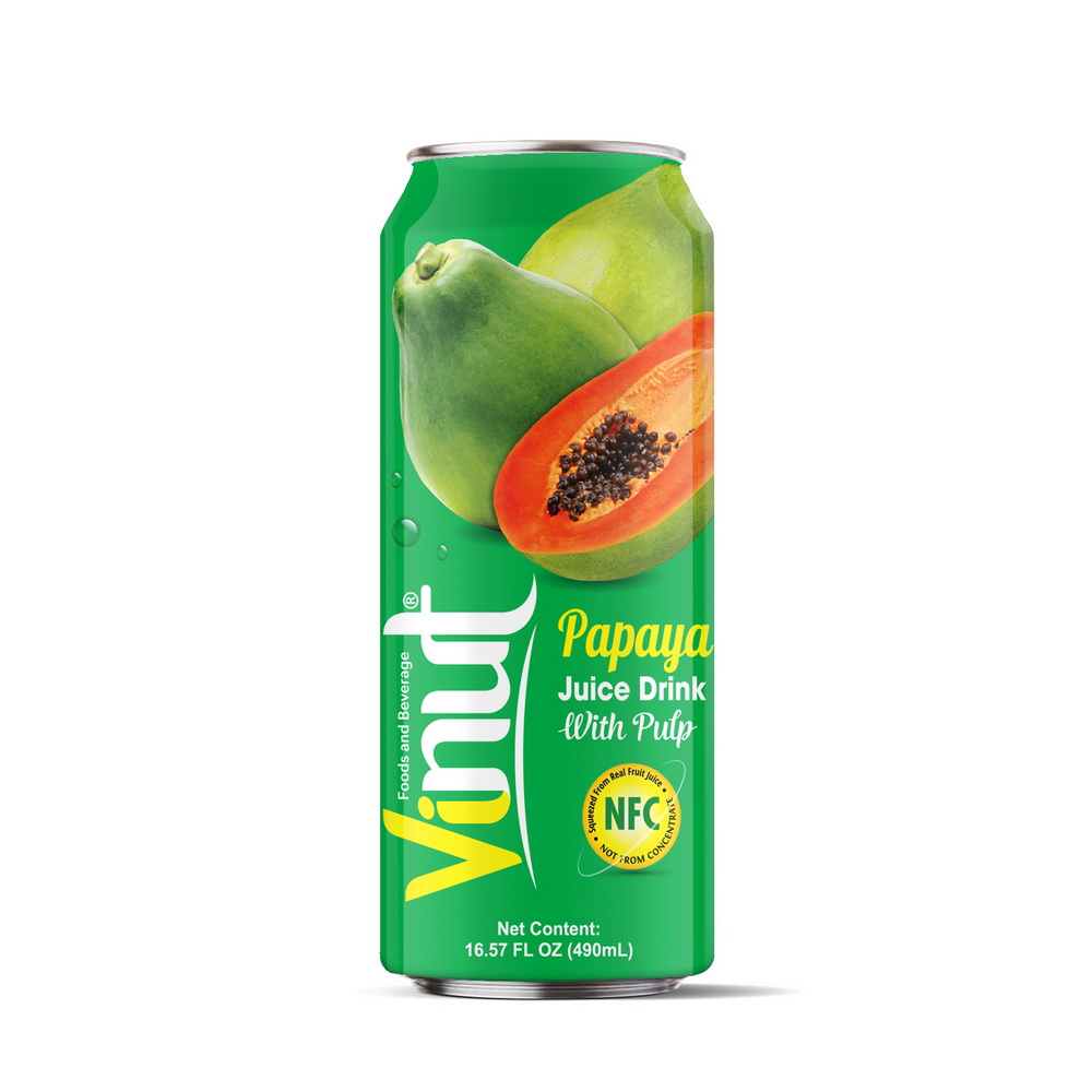 30_500ml_Papaya.jpg Vinut مشروب عصير البابايا مع اللب، NFC، علبة سليم 16.57 fl oz 490 mL - الصورة 1