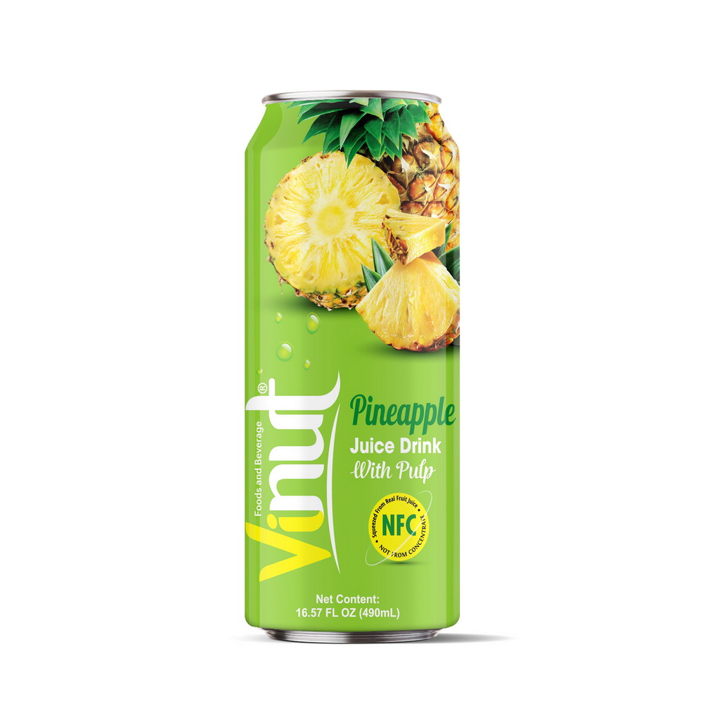 30_500ml_Pineapple.jpg Vinut مشروب عصير الأناناس مع اللب، NFC، علبة سليم 16.57 fl oz 490 mL - الصورة 1