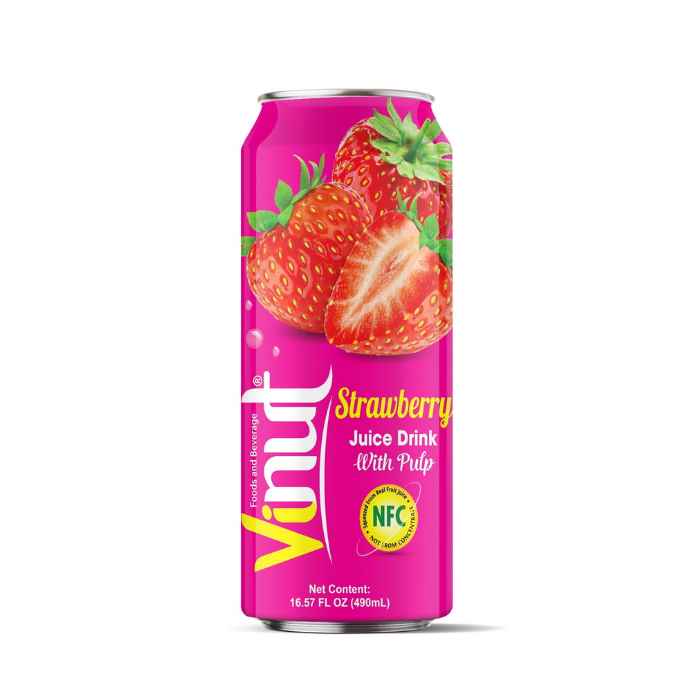 30_500ml_Strawberry.jpg Vinut مشروب عصير الفراولة مع اللب، NFC، علبة سليم 16.57 fl oz 490 mL - الصورة 1