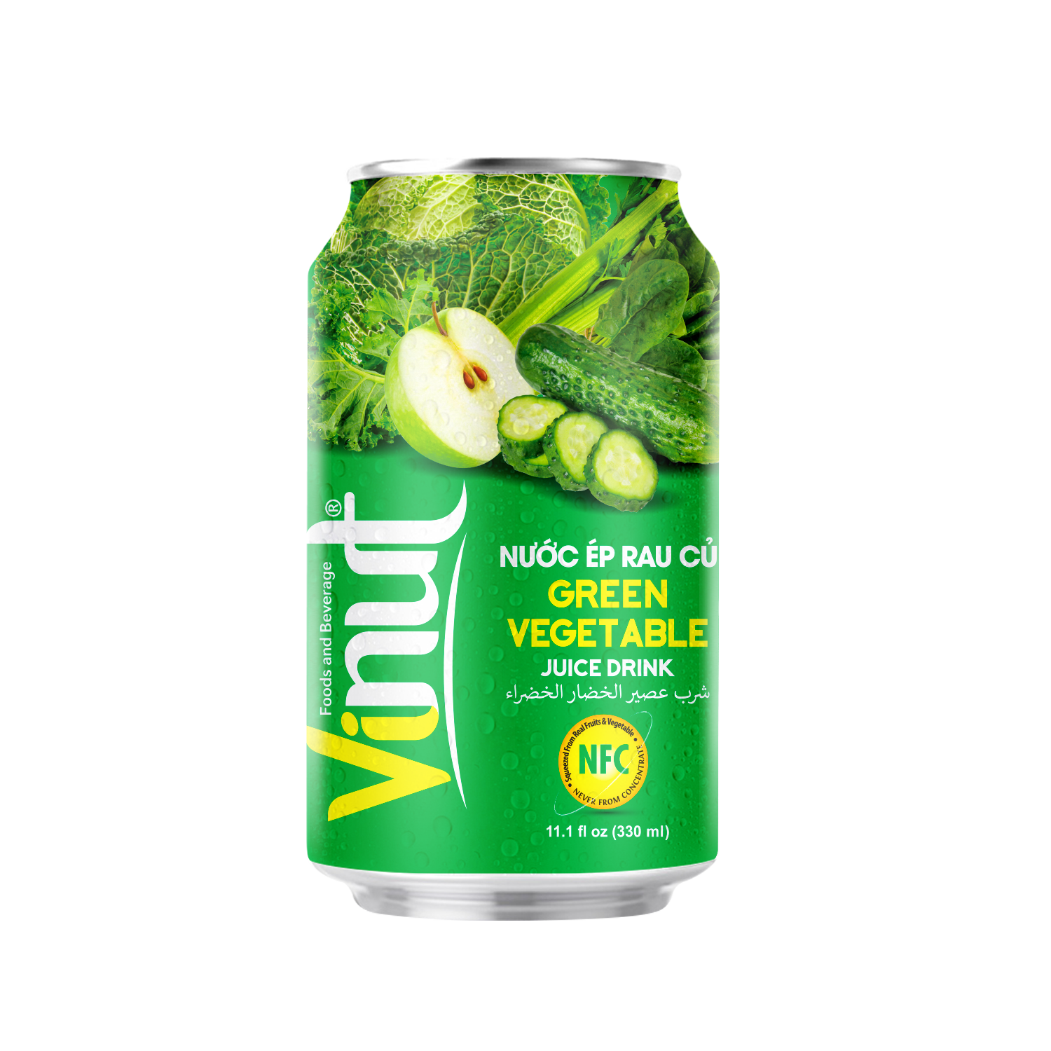 330ml_-Vegetables-1.png Vinut مشروب عصير الخضار الأخضر، NFC، علبة سليم 11.1 fl oz 330 mL - الصورة 1