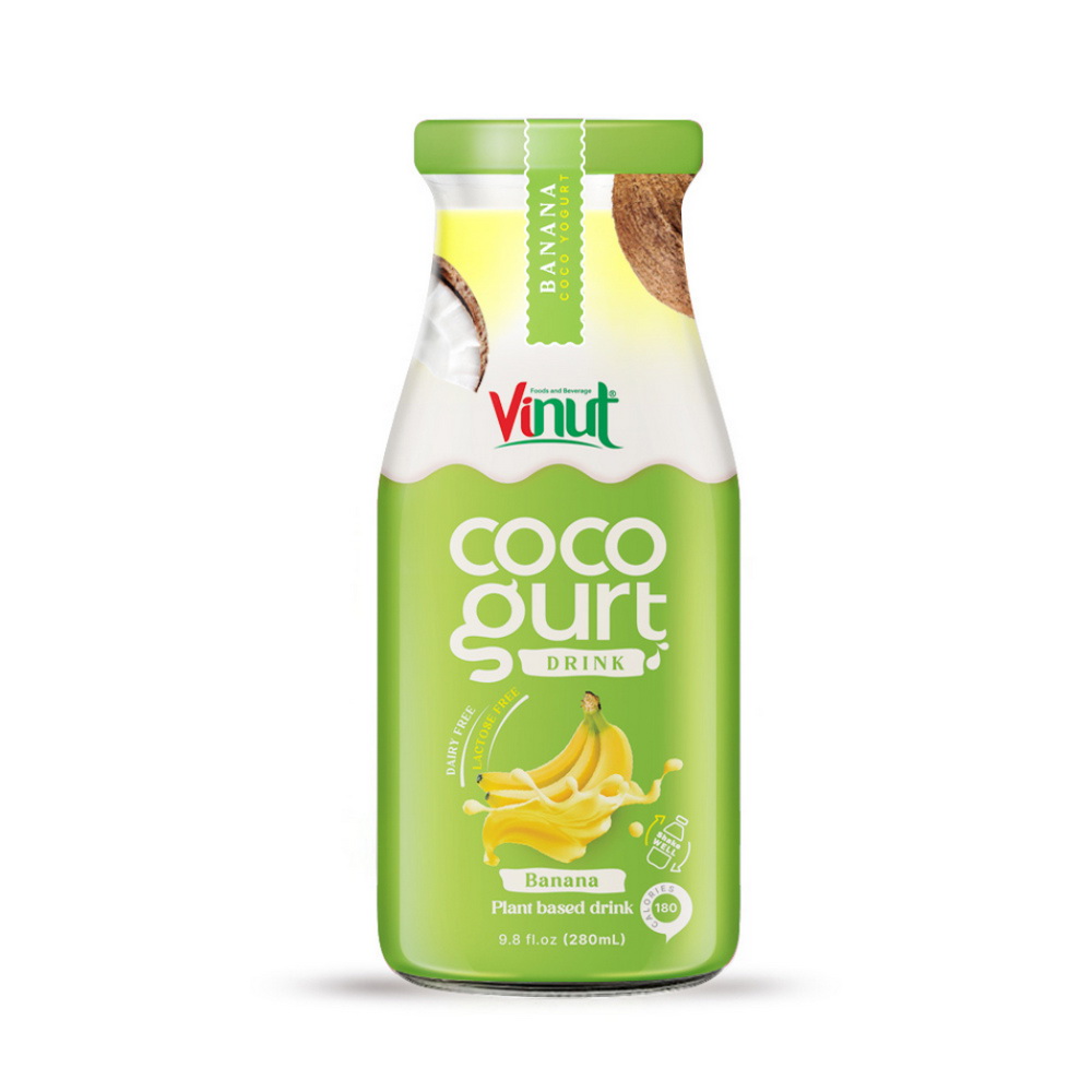 Cocogurt-Banana-Glass-Bottle-280ml-1.jpg Vinut مشروب كوكوغورت بنكهة الموز، زجاجة زجاجية 9.8 fl oz 280 mL - الصورة 1