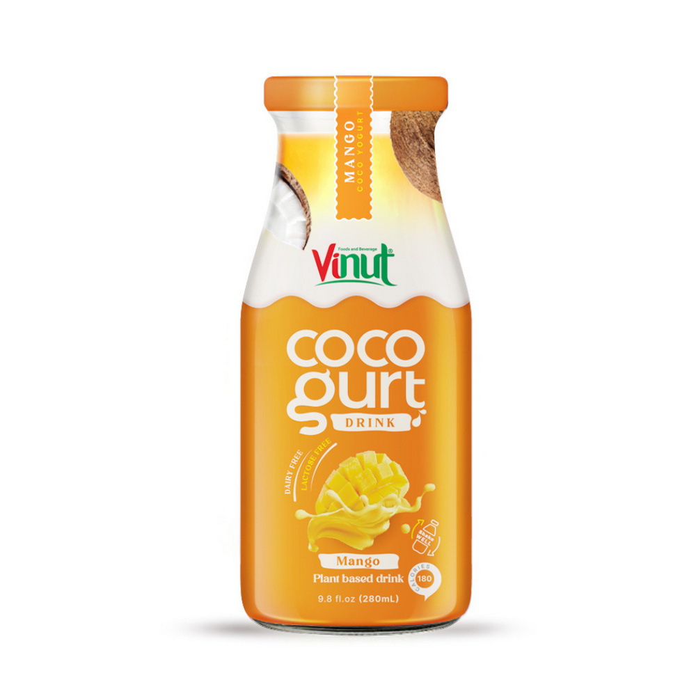 Cocogurt-Mango-Glass-Bottle-280ml-1.jpg Vinut مشروب كوكوغورت بنكهة المانجو، زجاجة زجاجية 9.8 fl oz 280 mL - الصورة 1