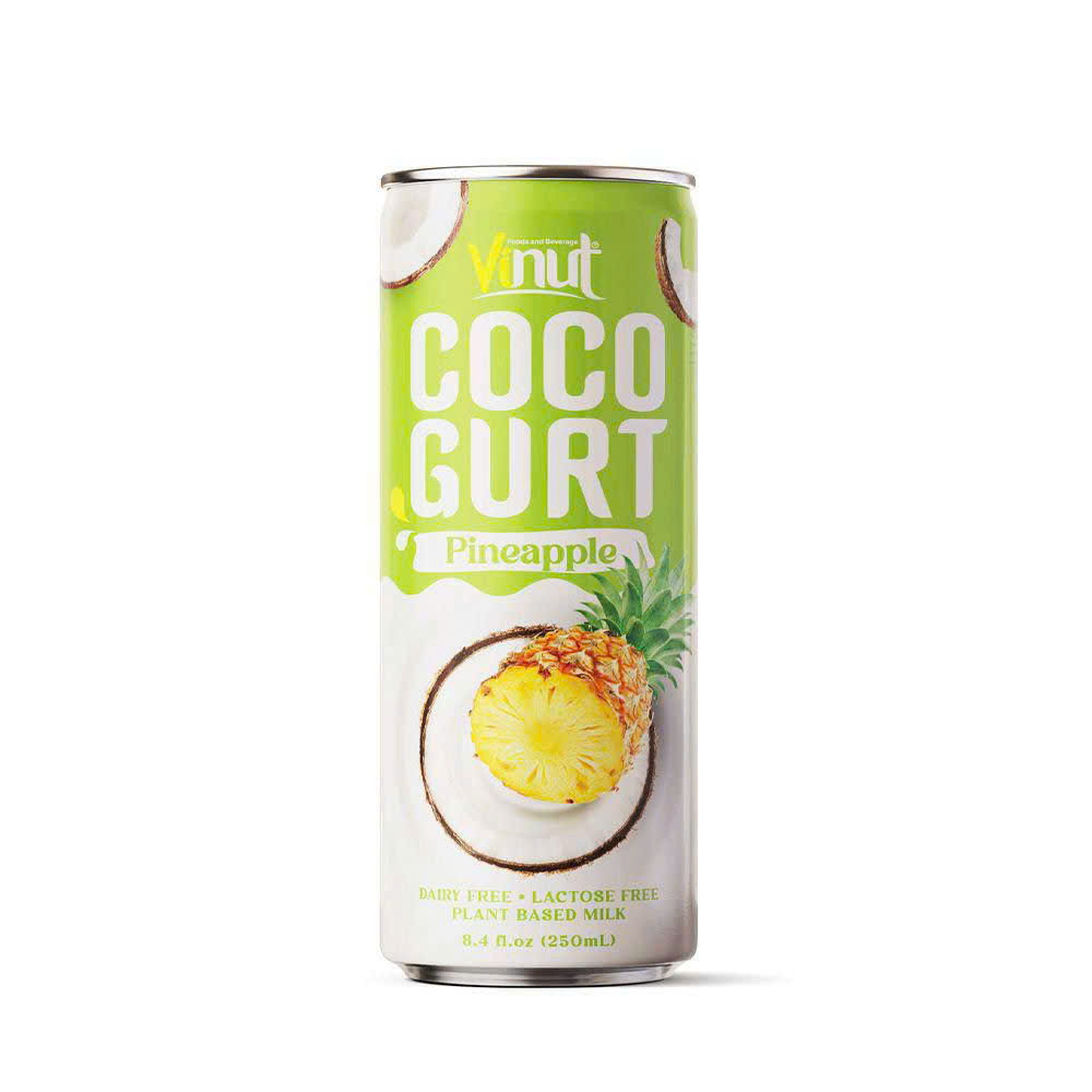 Cocogurt-Pineapple-Can-250ml-1.jpg Vinut مشروب كوكوغورت بنكهة الأناناس، حليب نباتي، علبة 8.4 fl oz 250 mL - الصورة 1