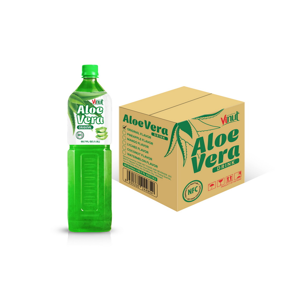 Mokup_Aloe-vera-carton-1.5L-x-06-Original.jpg Vinut مشروب الألوفيرا الأصلي، NFC، زجاجة PET سعة 50.7 fl oz 1.5 L - الصورة 1