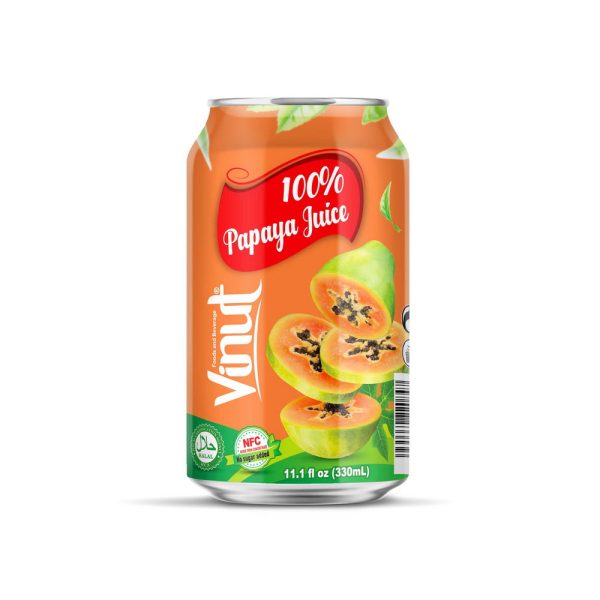Vinut عصير البابايا 100%، NFC، بدون سكر مضاف، علبة 11.1 fl oz 330 mL
